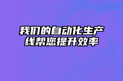 我們的自動化生產線幫您提升效率